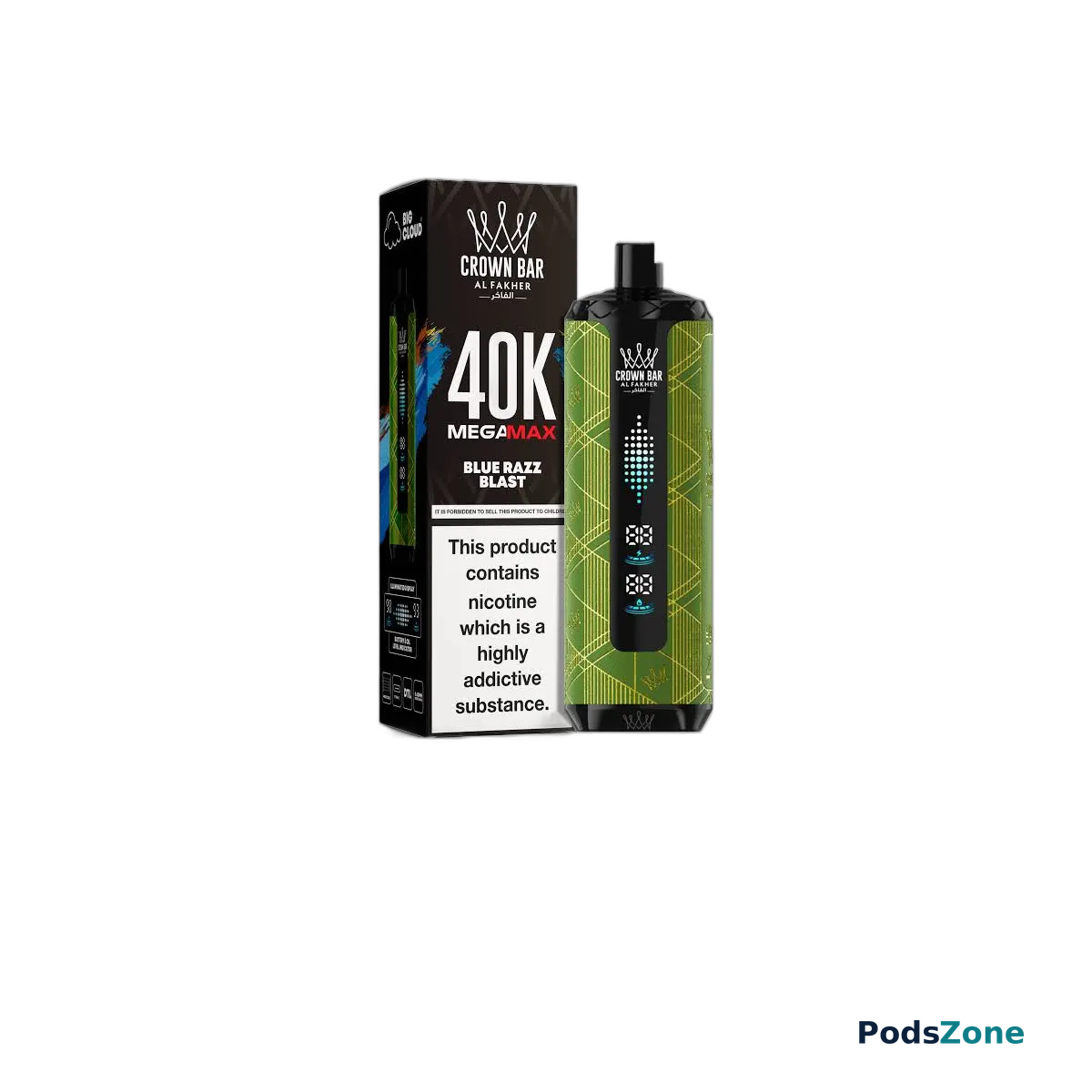 Al Fakher Crown Bar Blue Razz Blast Mega Max 40000 Puffs